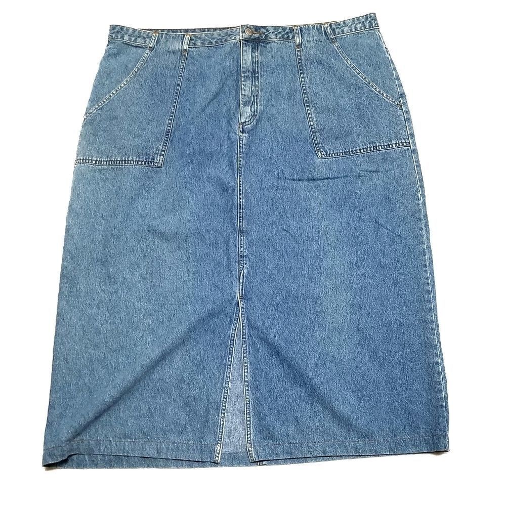 VINTAGE Covington Light Wash Midi Denim Skirt 22